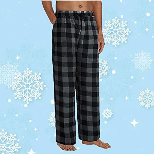 Машки Карирани Пижами Панталони Меки Дно За Спиење Дневни Пижами Панталони За Влечење Обични Лабави Панталони Со Џебови
