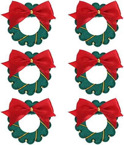 6pcs Божиќна салфетка прстени со капаци на салфетки за салфетки табели декори за забава за славење