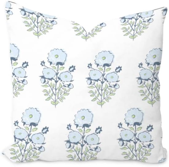 Покријте со цветна перница во Монсон во монсунски дизајнер сино фрлање перници фарма куќа перница постелнина, рустикална перница 18x18 инчи