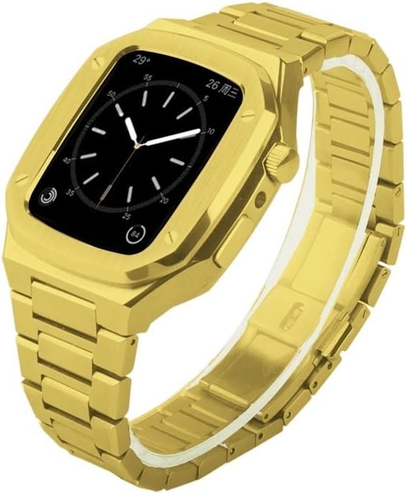 XNWKF Метален ремен + случај за apple watch iwatch band 44mm 45MM apple watch серија 7 бенд Нерѓосувачки Челик Интегриран Оклоп