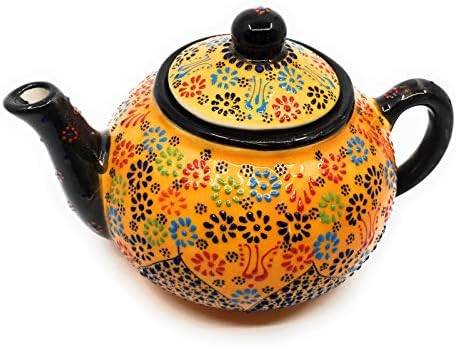 Рачно Изработен Традиционален Турски Керамика Декоративен Чајник Чај За Двајца