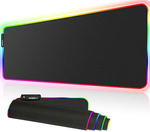 CMHOO XXXL Gaming PAD PAD RGB тастатура подлога Голем блескав LED 35.4x15.7in 3 mm дебела подлога за нелизгање - 90x40 fghei