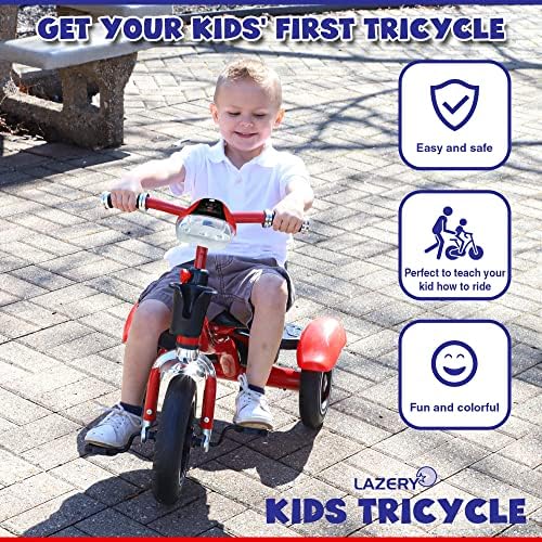 Детски Трицикл-Велосипед Со 3 Тркала За Деца На Возраст Од 2-4 години - Со Рачки, Копче За Музика, Светла, Прилагодливо Седиште