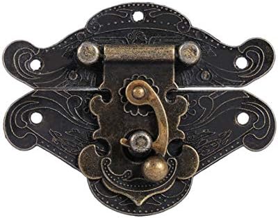 Глоглоу Антички бронзен HASP, гроздобер декоративен кабинет брави hasp подлога заклучување затворач за накит дрвена кутија кутија градите