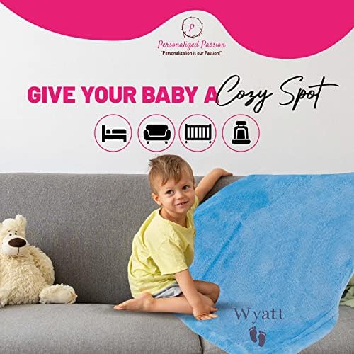 Персонализирани бебешки ќебиња за момчиња и девојчиња - Супер меко и дишено обичајно бебе ќебе со име и нозе - бебешки ќебиња за креветчиња за креветчето, каучот, кр?