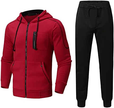 Машки 2 парчиња облека Облеки Спорт Есенски зимски случајни спортови за џогирање костуми со цврста боја џогирање на атлетски сет