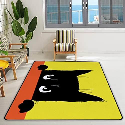 Ползи во затворен тепих играат мат црна мачка смешна за дневна соба спална соба едукативна расадник под подрачје килим 80x58inch
