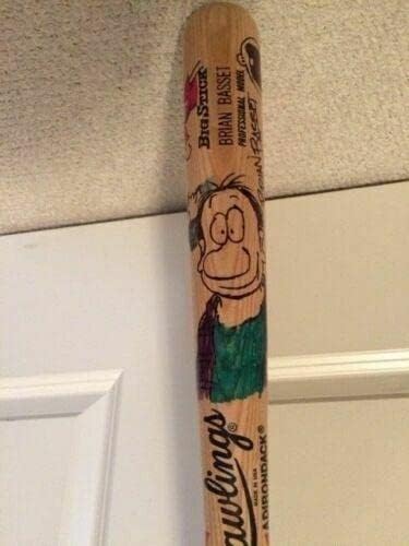 Брајан Басет автограмираше безбол Бејзбол лилјак+JSA COA Неверојатни уметнички дела на Адам - ​​автограмирана МЛБ уметност