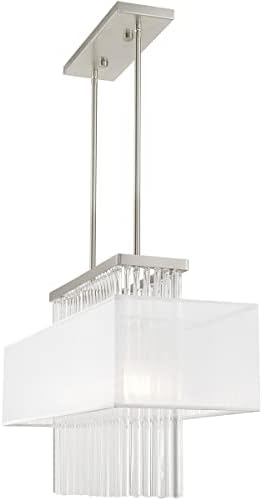 Livex Lighting 41143-91 Alexis - Три лесни линеарни лустери, четкана никел финиш со проucирна сенка на ткаенини со чиста шипки кристал