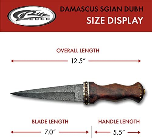 SZCO снабдува 12,5 Дамаск челик Sgian Dubh Scottish Dirk нож, една големина, кафеава