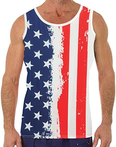 Машки Американски Знаме Тенк Блузи 1776 4 јули кошули Обични Ракави Фитнес Тренингот Тенкови Сад Знаме Патриотски Маици