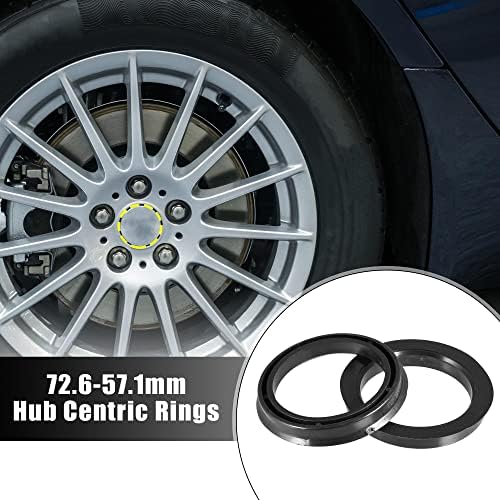 X Autohaux 2pcs Пластика 72,6 mm до 57,1 mm центар за центрични прстени тркала за центрирање на централен растојание