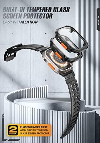 I-Blason Armorbox компатибилен со Apple Watch Band [49mm] за Apple Watch Ultra, солиден траен TPU Watch Band со случаи со браник