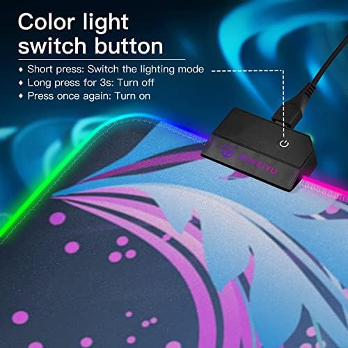 MNSRUU Gaming Mouse Pad RGB - Голема Led Тастатура Рампа Со Непречено Водоотпорна Површина И Нелизгачка Гумена Основа, 35,4 X