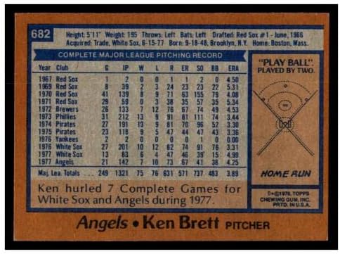Кен Брет 1978 Блузи #682 Автограм Ангели 81607 - Бејзбол Плочи Автограм Картички