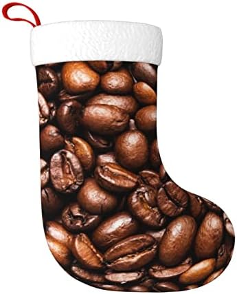 Yilequan 18 инчи Божиќни чорапи класични чорапи, смешни печени зрна кафе, за семејни празници за Божиќни забави
