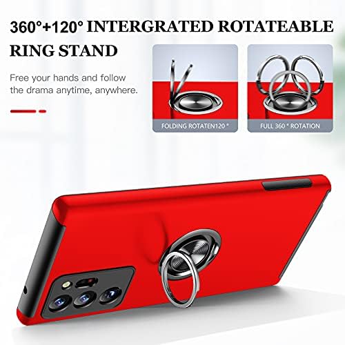 Ameејм за Samsung Galaxy Note 20 Ultra Case, тенок мек браник заштитен случај за белешка 20 ултра кутија, со невидлив држач за прстен за киксот за Galaxy Note 20 Ultra Case, Red