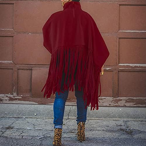 Clubsqueen женски високи вратци џемпер плус големина цврста боја територија на врвот каубојка долга ракав пулвер јакна
