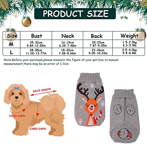 Коби Божиќни џемпери за домашни миленици за мали кучиња, трикотажа топло лаг/девојче кутре облека со божиќни ирваси печатење