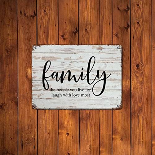 Метал знак за семејни букви со велејќи семејство на луѓето што живеете за смеа со loveубов најмногу дрво жито инспиративен гроздобер