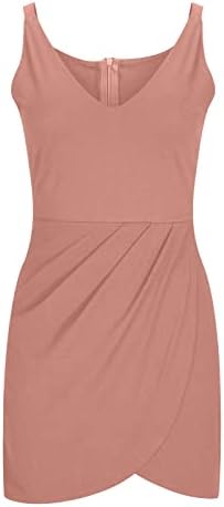 Lcepcy Women's v вратот без ракави рафле матурска матурска фустан случајна цврста боја коктел фустани 2023 летен вечерен фустан