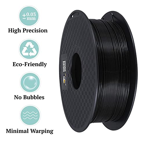 Набавка3D 3D Premium PLA Plus Филамента за печатач 1.75 mm Black, PLA PRA 3D филамент за печатење 1KG, димензионална точност +/- 0,01 mm