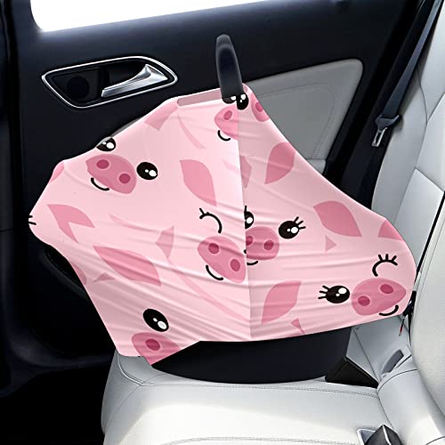 Бебе Автомобил Седиште Опфаќа Симпатична Розова Свиња Израз Цртан Филм Нега Покритие Доење Шамија Шетач Покритие За Бебиња Повеќекратна Употреба