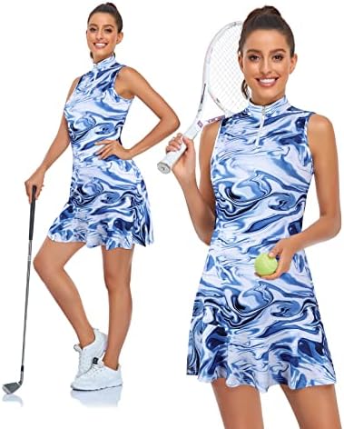 Cucuchy женски голф тениски фустан без ракави фустани за вежбање на атлетски спортови