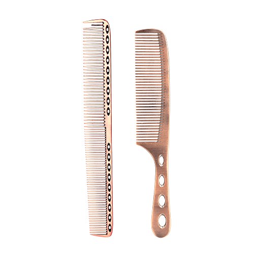 Леиху 2 парчиња метална коса сечење чешел салон за коса чешел со скала простор алуминиум чешла професионална бербер фризер