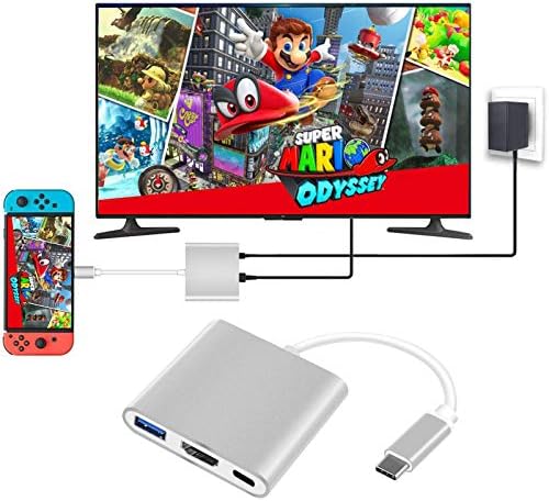 Префрлување на пристаништето за Nintendo Switch/OLED, преносен ТВ -пристаниште со HDMI USB 3.0 порта и USB C полнење, пат за патување за Nintendo Switch Steam Deck Samsung MacBook Pro/Air
