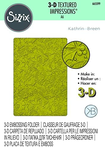 Sizzix Sizzx 3-D текстурирани впечатоци впечаток на папката Зимско зеленило од Кет Брин | 665599 | Поглавје 3 2022, разнобојно