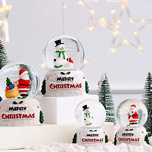 Божиќен снежен глобус таблети украси: Среќни Божиќни осветлуваат кристални топки со Дедо Мраз Снежан Снежен човек фигура Божиќна