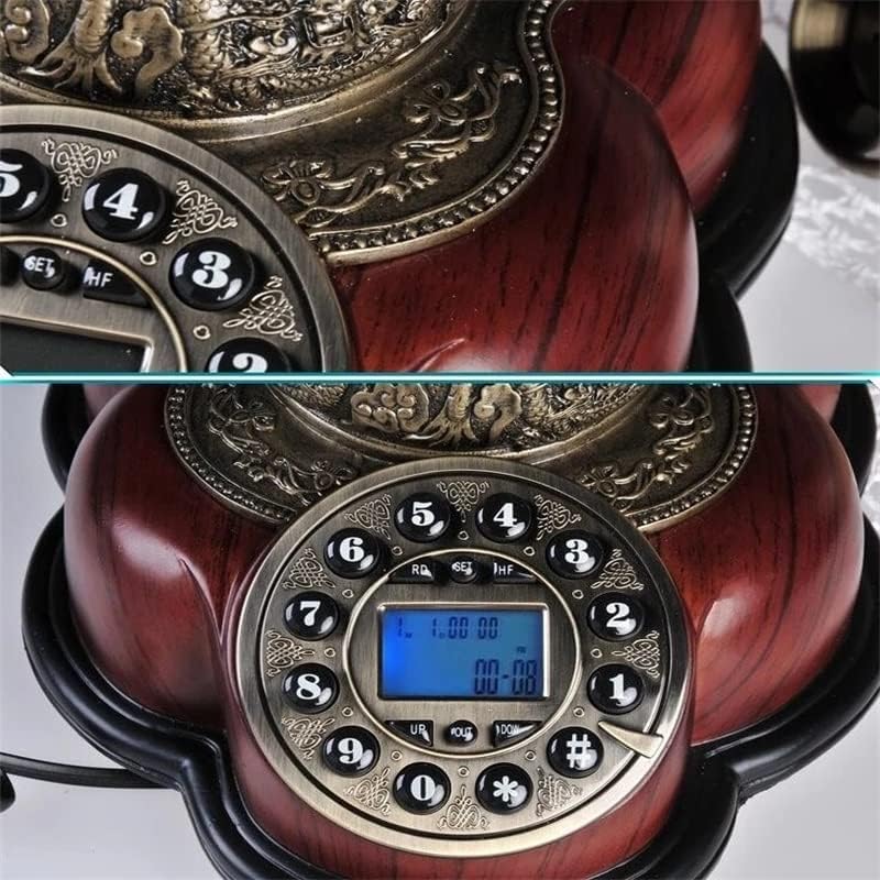 Seass Антички кабел Телефонски смола Фиксна дигитална ретро телефонска копче бирање гроздобер декоративни ротациони телефони со фиксна