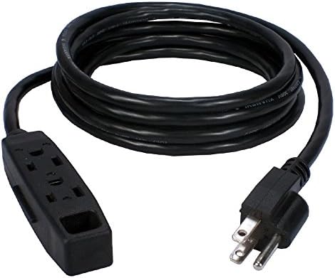 QVS 3-OUTLET 3-постепено 25-тина кабел за продолжување на напојувањето, црна