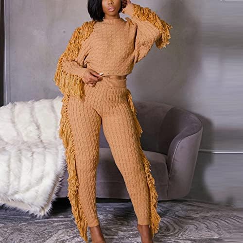 2 парчиња облека за жени џогери дуксери поставени долги ракави пулвер џемпери и џемпери салон со комфорни сет за вежбање
