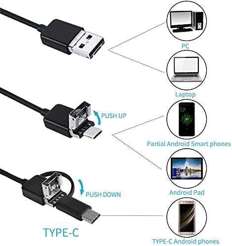 USB Змија Инспекција Камера, 2.0 ПРАТЕНИК IP67 ВОДООТПОРЕН USB C Borescope, Тип - C Опсег Камера со 8 ПРИЛАГОДЛИВИ LED Светла За Android,