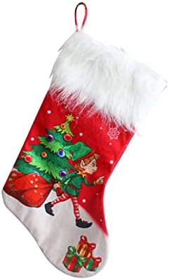 Божиќни Чорапи Крпа Божиќна Чорапа Торба И Божиќни Висечки Чорапи За Декорација На Забави И Божиќен Цртан Филм Црвен Сет Кристална Венец За Украсување