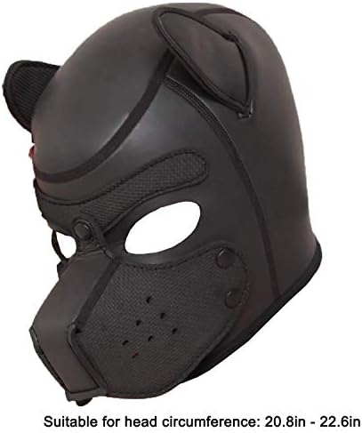 Неопрена ропство Фетиш маска за кученца, црно полно лице за дишење на главата, сексуални играчки, за унисекс возрасни парови, BDSM/LGBT