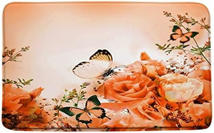 Јејуџт Цвет Пеперутка Бања Мат Сонлив Портокал Роза Романтични Цвеќиња Пеперутки Крилја Пролет Цветни Букет Диви Цвеќиња Растение Жена Бања Мат Бања Килими