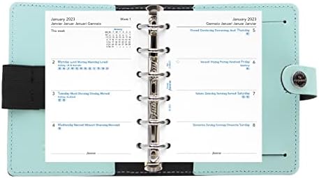 Филофакс Оригиналниот Организатор, Големина На Џеб, Кожа Од Јајце Од Патка, Шест Прстени, Дневник За Календар Од Недела До Недела,