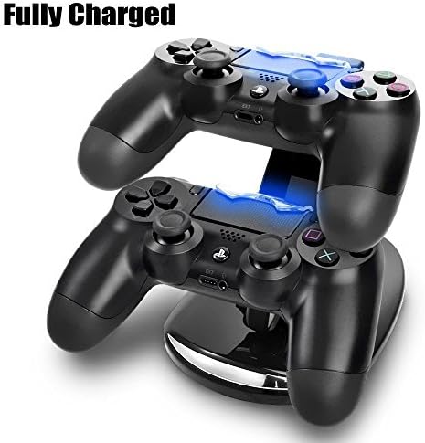 Контролорот за тенок игри со двојни PS4 Ayamaya LED Charging Stand USB Charger Dock Cradle за Sony PlayStation 4