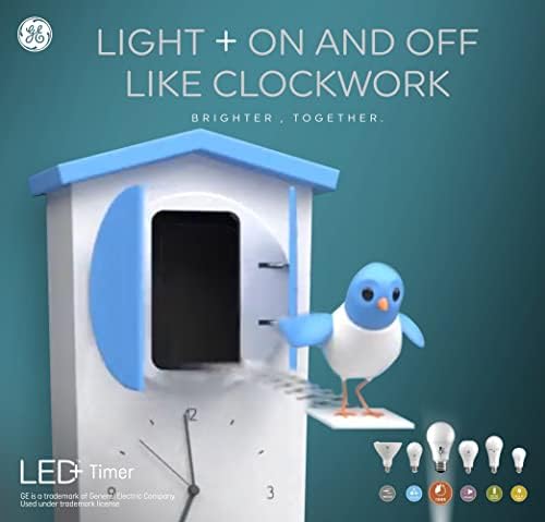 GE Осветлување LED+ Тајмер LED Светилки СО Вграден Автоматски Тајмер, Мека Бела, А19 Светилки