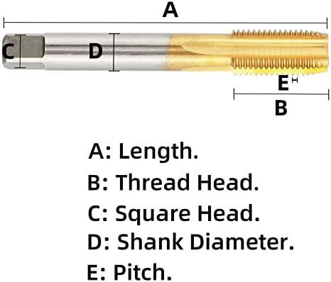 Aceteel Metricr M38 X 1,5 HSS Ti-обложена со директно флејта, чешма, M38 x 1,5 mm Титаниум обложена нишка машина Допрете десна рака