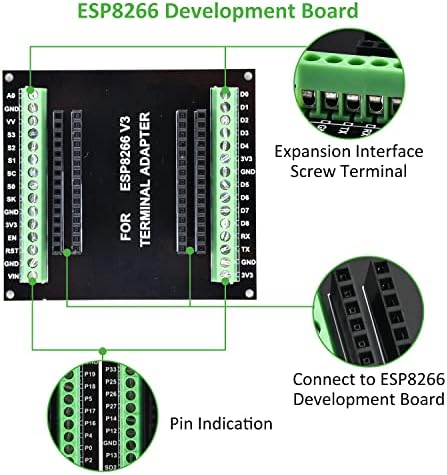 3-пакет 30Pin Nodemcu V3 ESP8266 ESP-12E Одбор за развој, Aidepen ESP8266 Breakout Board GPIO 1 на 2 за ESP8266 ESP-12E NODEMCU V3