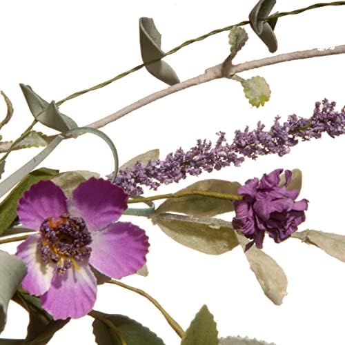 Национално Дрво 20 Инчен Цветен Венец Со Виолетова Маргаритка И Цвеќиња Од Лаванда
