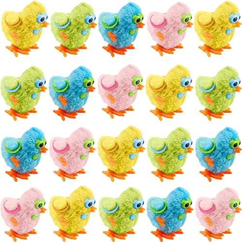 Puteraya 20 пакет Велигденски ветер на играчки за пилиња шарено скокање симпатично кадифен пилешко кршење на ветровито, спектакуларно пилиња