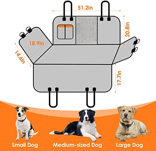 Капакот на Седиштето за Седишта за Кучиња амхус, Водоотпорен Капак За Седишта За Кучиња Со Мрежен Прозорец И Џебови За Складирање