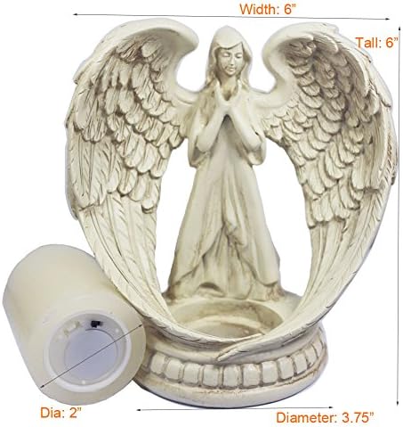 Kiaotime Молење ангел фигурини крилја ангел безделен држач за свеќи Ангел фигура скулптура статуа Декоративна домашна свадба Божиќна црква