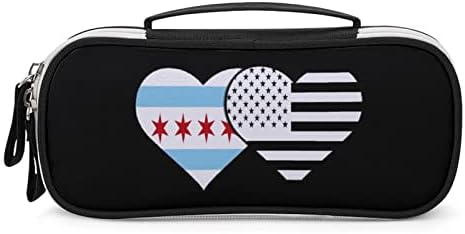 Знамето на Чикаго и американско знаме печатено молив торбички торбички со рачка за преносна торба за шминка, организатор
