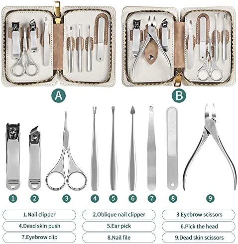 Екинс Маникир Сет Педикир Сетови Ноктите Машинка Нерѓосувачки Челик Ноктите Машина Алатки Ножици Ноктите Датотека Веѓа И Трепките Тример Комплет
